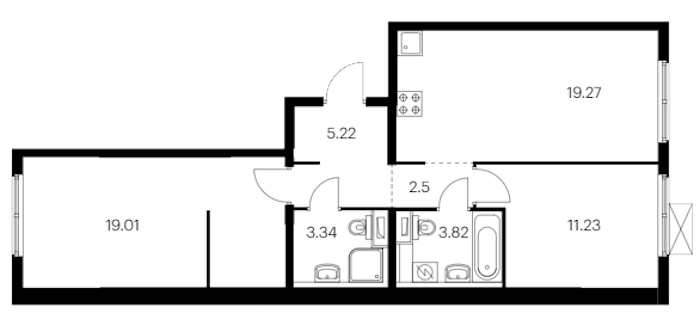 2-комнатная квартира 64.39 м², 3/12 эт., ЖК «Таллинский парк»